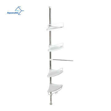 Bathroom Telescopic Corner Shower Shelf Caddy Pole 4 Tier Plastic Shower Shelf Soap Holder